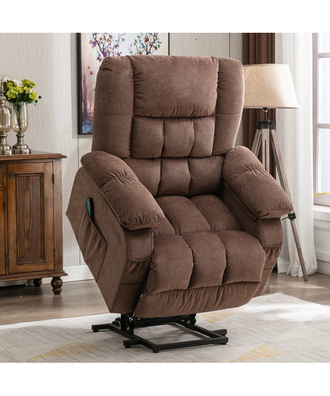 JONPONY Power Lift Recliner Chair Recliners for Elderly with Heat and Massage Recliner Chair for Living Room with Infinite Position and Side Pocket,USB Charge Port,Brown