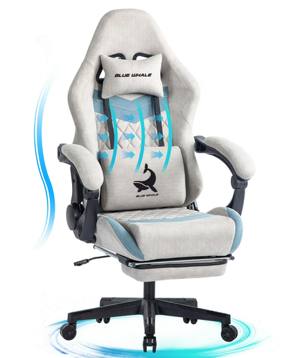 JONPONY Big and Tall Gaming Chair, Ergonomic Design, Gamer Chair PU Leather with Footrest and Lumbar Support, High Back Office Chair Support 8 Hours Long Sitting, Computer Chair,Grey