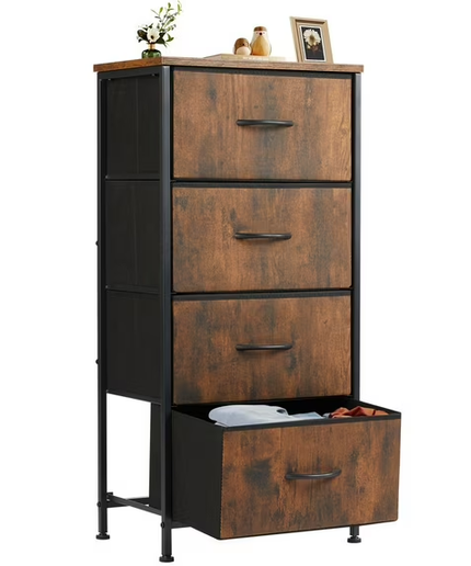 JONPONY 4 Drawer Fabric Dressers Cabinet, Ideal for Living Room & Bedroom Storage