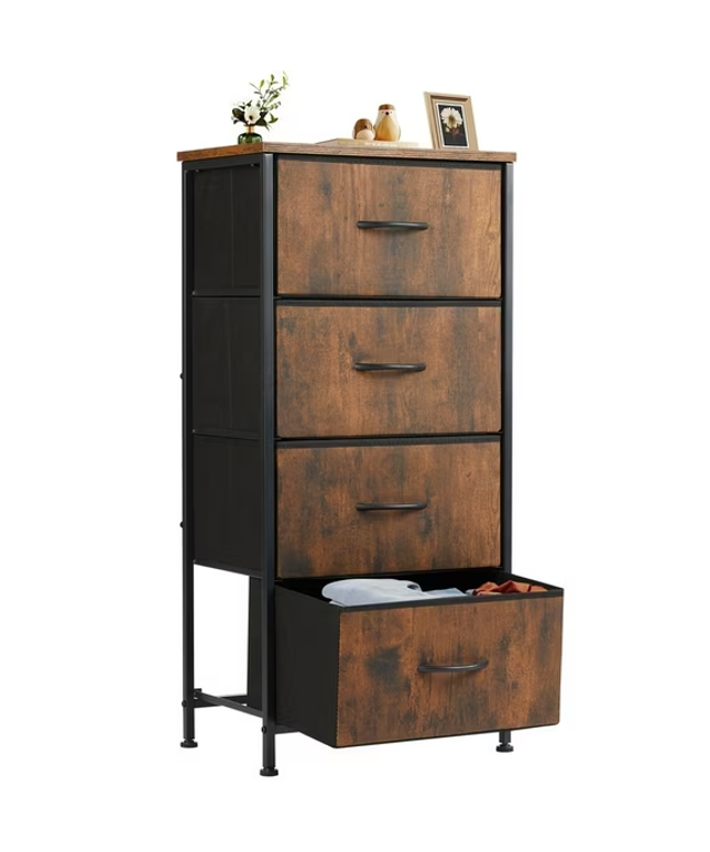 JONPONY 4 Drawer Fabric Dressers Cabinet, Ideal for Living Room & Bedroom Storage