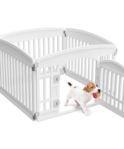 JONPONY Dog Playpen, Foldable Pet Pen with Door & Pet Safety Lock, Indoor/Outdoor Puppy Playpen, Customizable