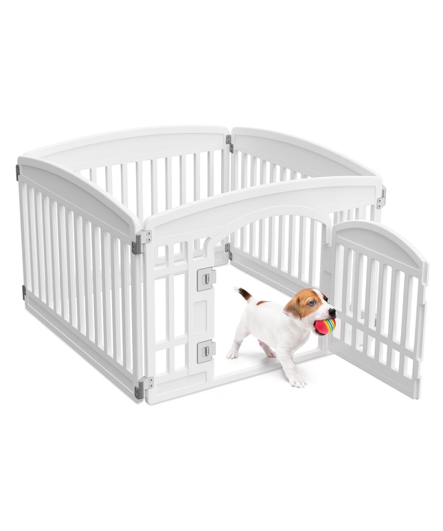 JONPONY Dog Playpen, Foldable Pet Pen with Door & Pet Safety Lock, Indoor/Outdoor Puppy Playpen, Customizable