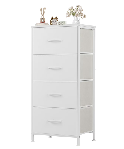 JONPONY 4 Drawer Fabric Dressers Cabinet, Ideal for Living Room & Bedroom Storage