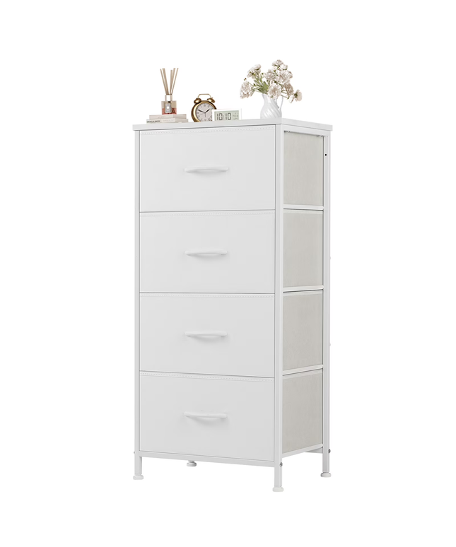 JONPONY 4 Drawer Fabric Dressers Cabinet, Ideal for Living Room & Bedroom Storage