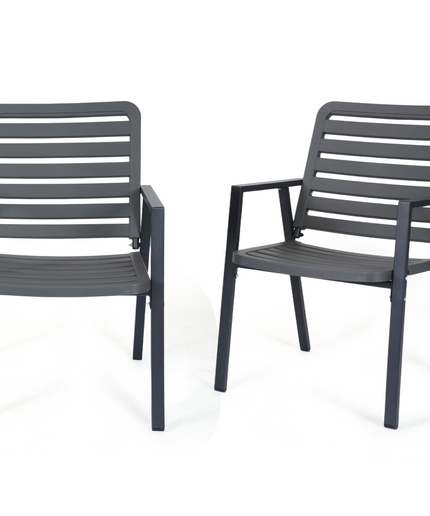 Jonpony Outdoor Dining Chairs Set of 2, All-Weather PP-Patio Chairs, Metal Frame Outdoor Chairs, Waterproof Restaurant Chairs for Front Porch, Balcony Chairs for Backyard Garden, Grey