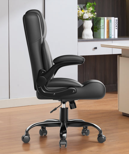 JONPONY Leather Office Chair, Big and Tall Office Chair 400LBS Wide Seat Ergonomic Computer Desk Chair High Back Executive Leather Chair Adjustable Task Chair Lumbar Back with 1-Year Warranty, Black