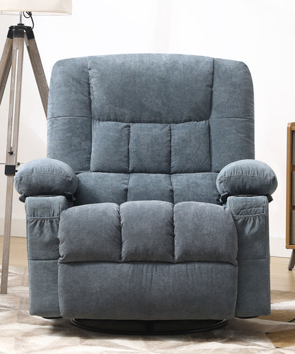 JONPONY Recliner Chair, Swivel Rocker Recliner Chair for Adults, Upholstered Manual Recliner with Side Pockets,Massage Swivel Rocker Recliner Chair for Living Room, Grey