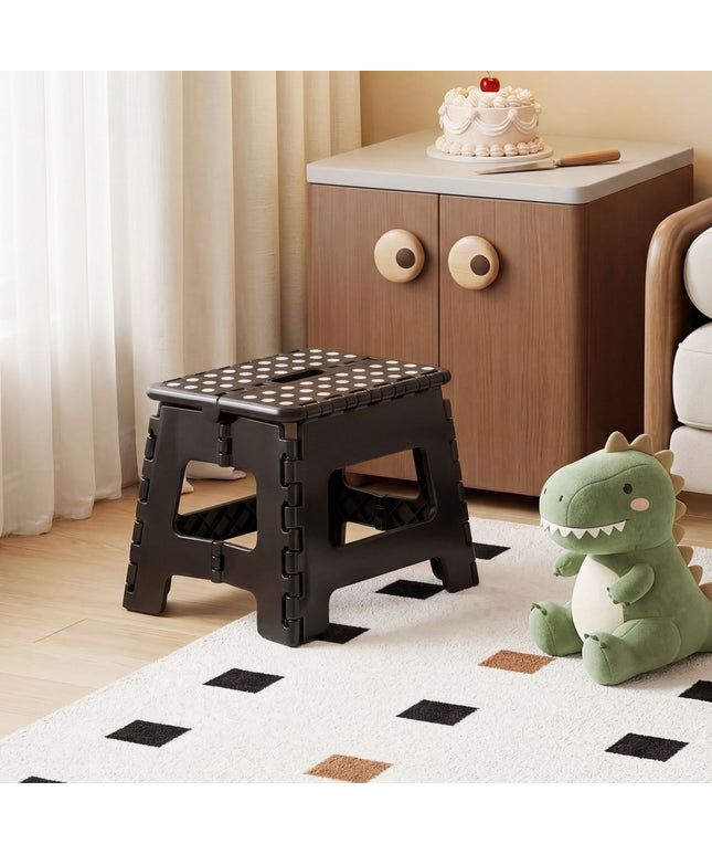 JONPONY Folding Step Stool - 9"Lightweight Step Stool is Sturdy Enough to Support and Safe Enough. Opens Easy with One Flip. Great for Kitchen, Bathroom, Bedroom