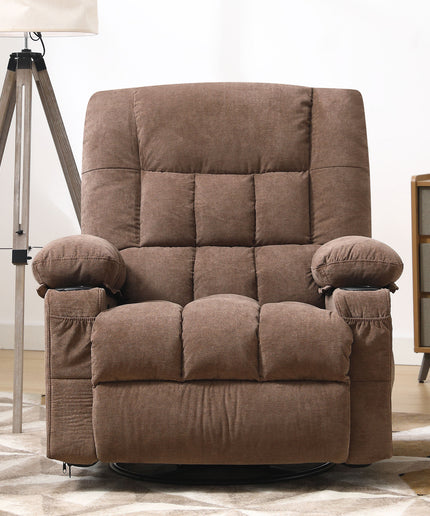 JONPONY Recliner Chair, Swivel Rocker Recliner Chair for Adults, Upholstered Manual Recliner with Side Pockets,Massage Swivel Rocker Recliner Chair for Living Room, Grey