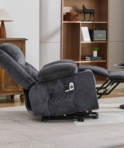 JONPONY Power Lift Recliner Chair Recliners with Heat and Massage Recliner Chair for Living Room with Infinite Position and Side Pocket,USB Charge Port,Grey