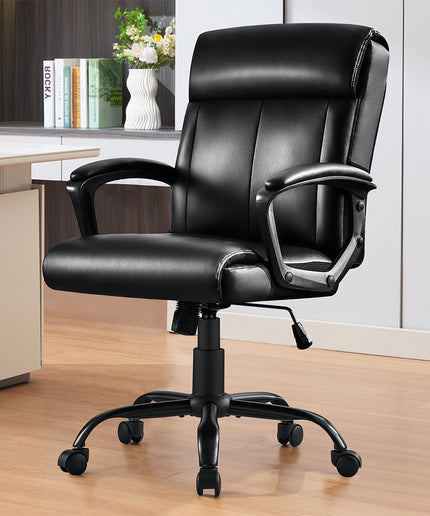 JONPONY Big and Tall Office Chair 300LBS Wide Seat Ergonomic Computer Desk Chair High Back Executive Leather Chair Adjustable Task Chair Lumbar Back Support 8 Hours Heavy Duty Design,Black