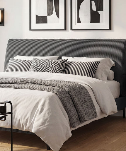 JONPONY Simple Upholstered Headboard for Queen Size Bed, Height Adjustable and Ergonomic Headboard,Easy Assemble, Sturdy and Durable,Grey