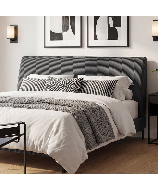 JONPONY Simple Upholstered Headboard for Queen Size Bed, Height Adjustable and Ergonomic Headboard,Easy Assemble, Sturdy and Durable,Grey