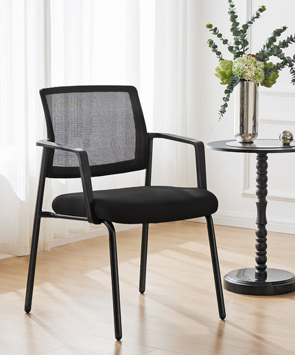 JONPONY Mesh Back Stacking Chairs with Armrests, Ergonomic Upholstered Fabric and Sturdy Metal Frame, Ideal for Office, Reception