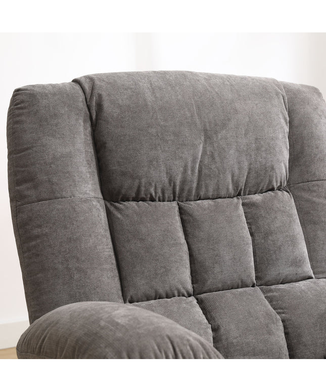 JONPONY Recliner Chair, Swivel Rocker Recliner Chair for Adults, Upholstered Manual Recliner with Side Pockets,Massage Swivel Rocker Recliner Chair for Living Room, Grey