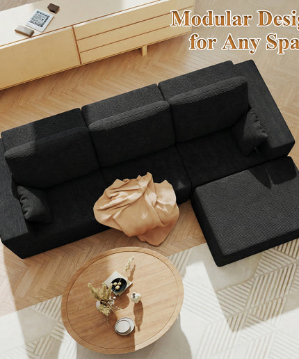 JONPONY L-Shape Sofa Couch,Cloud Sofa Couch No Assembly Boneless Deep Seat Sofa for Living Room