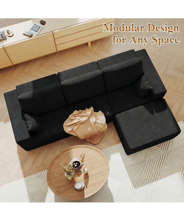 JONPONY L-Shape Sofa Couch,Cloud Sofa Couch No Assembly Boneless Deep Seat Sofa for Living Room