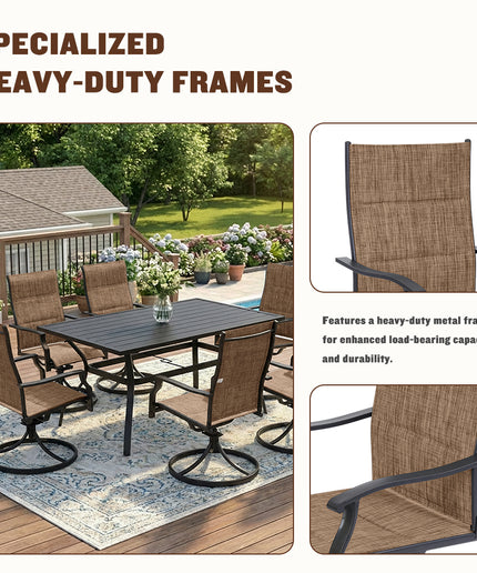 JONPONY Patio Swivel Dining Chairs Set of 2, Outdoor Dining Chairs 360°Swiwel with Steel Frame & Textilene Fabric, High Back Patio Dining Chairs