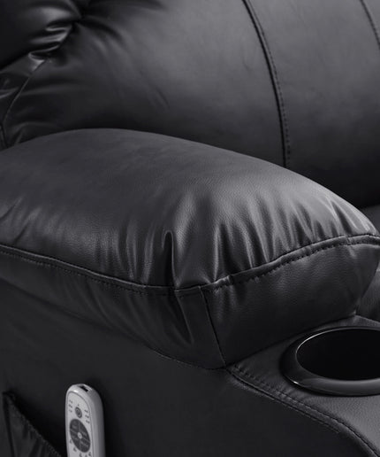 JONPONY Manual Recliner Chair with Heat Therapy and Massage Function, Heavy Duty Reclining Mechanism Massage Chair, Elderly Single Rocker Sofa with Cup Holders for Bedroom Home Theater,Black