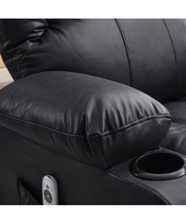 JONPONY Massage Swivel Rocker Recliner Chair with Vibration Massage and Heat Ergonomic Lounge Chair for Living Room with Rocking Function and Side Pocket, 2 Cup Holders, USB Charge Port,Black