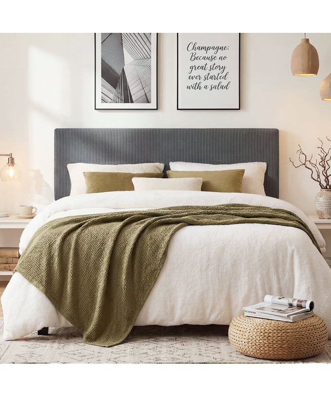 JONPONY Simple Upholstered Headboard for Queen Size Bed, Height Adjustable and Ergonomic Headboard,Easy Assemble, Sturdy and Durable,Grey