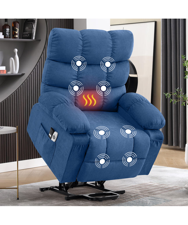 JONPONY Power Lift Recliner Chair Recliners for Elderly with Heat and Massage Recliner Chair for Living Room with Infinite Position and Side Pocket,USB Charge Port,Gray