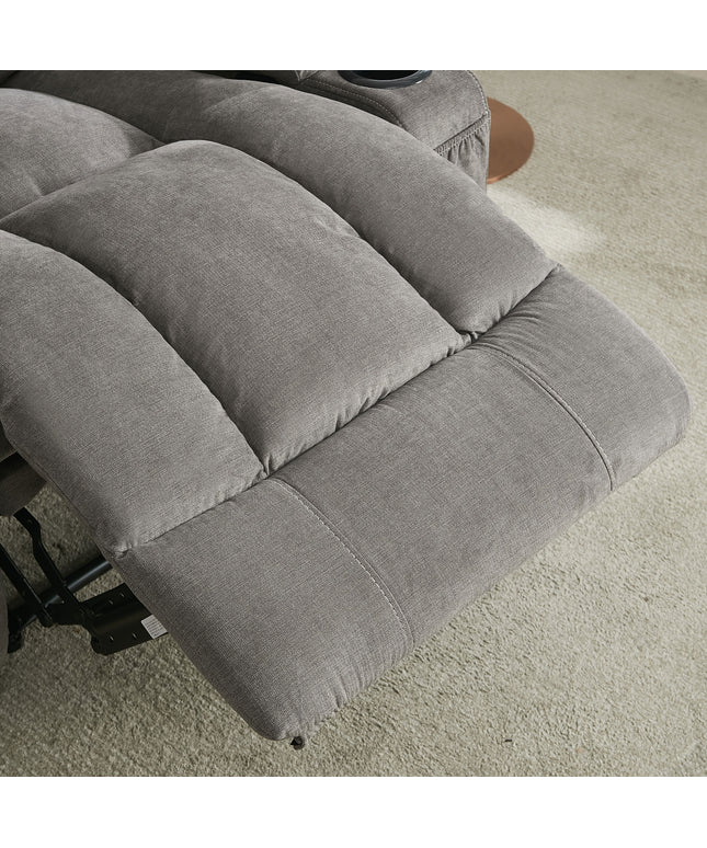 JONPONY Reclining Loveseat with Cup Holders for Living Room 2 Seat Manual Loveseat Recliner with Side Pocket,Grey