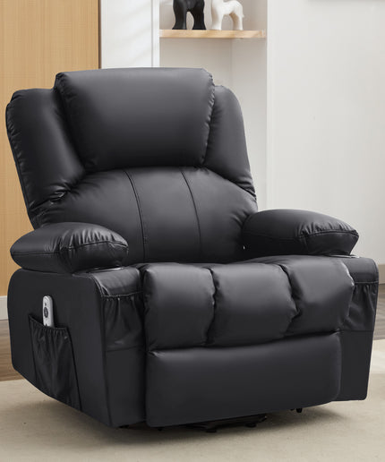 JONPONY Power Lift Recliner Chair Recliners for Elderly with Heat and Massage Recliner Chair for Living Room with Infinite Position and Side Pocket,USB Charge Port,Black