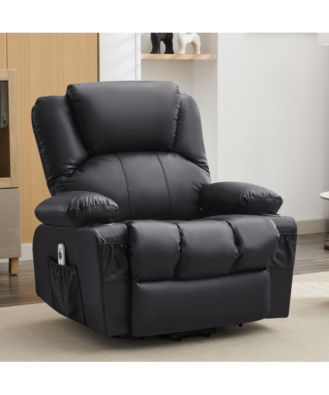 JONPONY Power Lift Recliner Chair Recliners for Elderly with Heat and Massage Recliner Chair for Living Room with Infinite Position and Side Pocket,USB Charge Port,Black