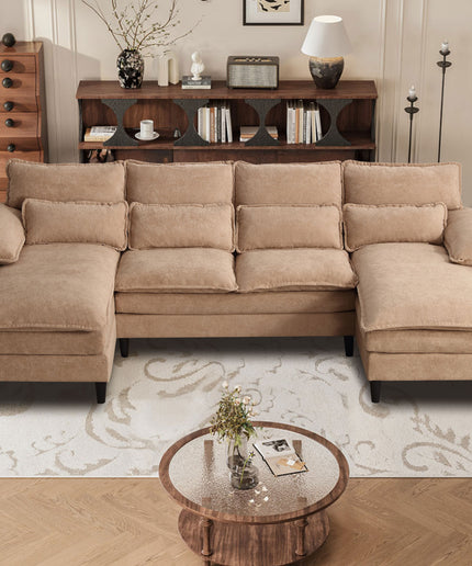 Jonpony 107.5" U-Shaped 4-Seater Sectional Sofa – Convertible, Double Chaise, Memory Foam