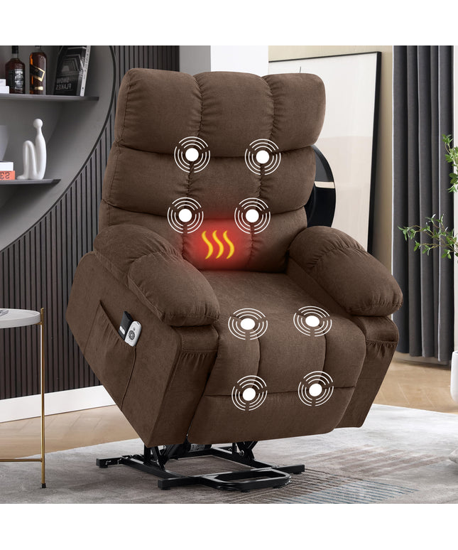 JONPONY Power Lift Recliner Chair Recliners for Elderly with Heat and Massage Recliner Chair for Living Room with Infinite Position and Side Pocket,USB Charge Port,Gray