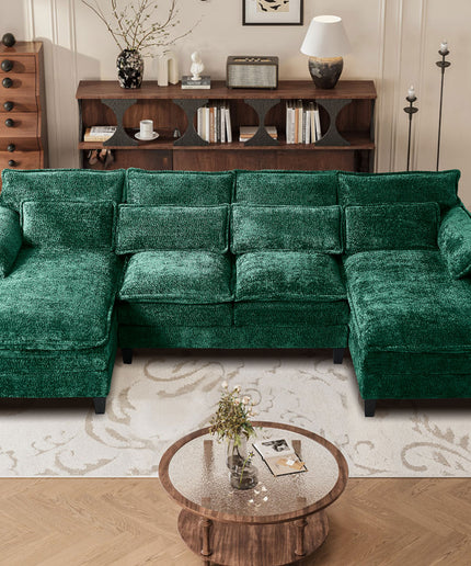 JONPONY 109" Modular Sectional Sofa,Boucle Couch Set,U-Shaped Sleeper Sofa for Living Room,Grey