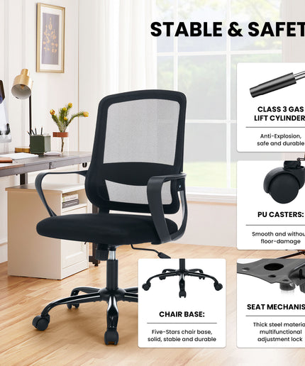 JONPONY Big and Tall Office Chair 400LBS Ergonomic Office Chair with Lumbar Support, Adjustable Armrest and Headrest Mesh Chair,8 Hours Heavy Duty Design,Black
