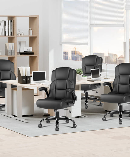 JONPONY Leather Office Chair, Big and Tall Office Chair 400LBS Wide Seat Ergonomic Computer Desk Chair High Back Executive Leather Chair Adjustable Task Chair Lumbar Back with 1-Year Warranty, Black