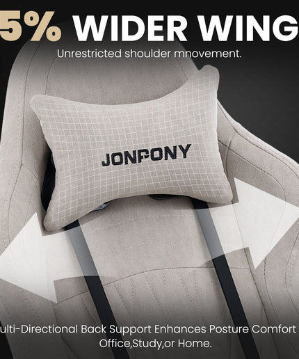 JONPONY Gaming Chair,Gamer Chair with Bluetooth and Adjustable Backrest,Seat Height Adjustable Computer Chairs with 2D Armrests,Office Chair with Footrest Speakers，LIGHT GREY