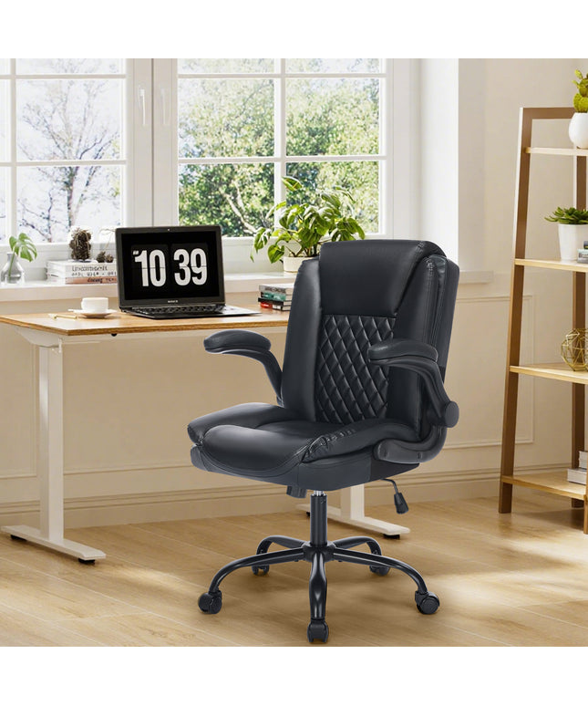 JONPONY Wide Ergonomic Office Chair – 300lbs, High Back Leather, Adjustable Lumbar & Comfortable Desk Chair