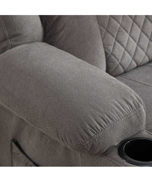 JONPONY Kneading Massage Rocker Recliner Chair with 4-Point 3D Kneading Massage and Heat Ergonomic Lounge Chair for Living Room with Rocking Function and 2 Cup Holders, USB Charge Port,Grey