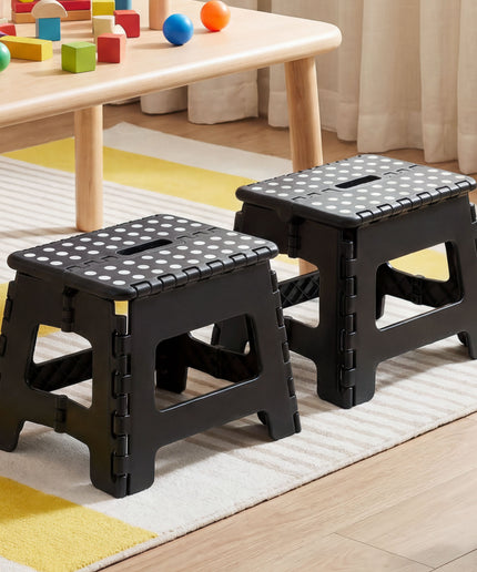 JONPONY Folding Step Stool - 9"Lightweight Step Stool is Sturdy Enough to Support and Safe Enough. Opens Easy with One Flip. Great for Kitchen, Bathroom, Bedroom