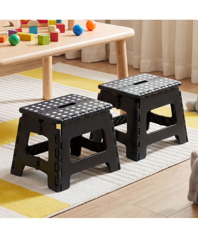 JONPONY Folding Step Stool - 9"Lightweight Step Stool is Sturdy Enough to Support and Safe Enough. Opens Easy with One Flip. Great for Kitchen, Bathroom, Bedroom