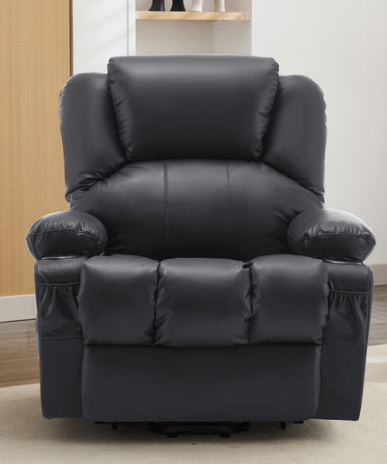 JONPONY Power Lift Recliner Chair Recliners for Elderly with Heat and Massage Recliner Chair for Living Room with Infinite Position and Side Pocket,USB Charge Port,Black