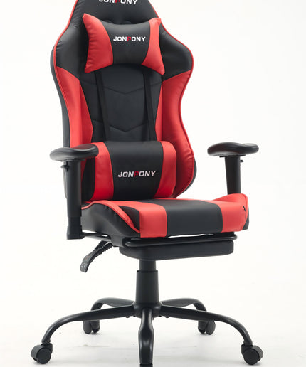 JONPONY Big and Tall 500LBS Ergonomic Gaming Chair, Gamer Chair PU Leather with Footrest and Lumbar Support, High Back Office Chair Support 8 Hours Long Sitting, Computer Chair,2D Armrests，Red