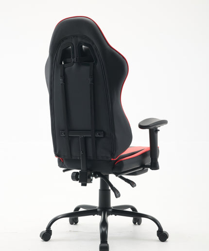 JONPONY Big and Tall 500LBS Ergonomic Gaming Chair, Gamer Chair PU Leather with Footrest and Lumbar Support, High Back Office Chair Support 8 Hours Long Sitting, Computer Chair,2D Armrests，Red