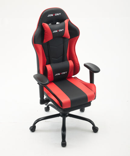 JONPONY Big and Tall 500LBS Ergonomic Gaming Chair, Gamer Chair PU Leather with Footrest and Lumbar Support, High Back Office Chair Support 8 Hours Long Sitting, Computer Chair,2D Armrests，Red