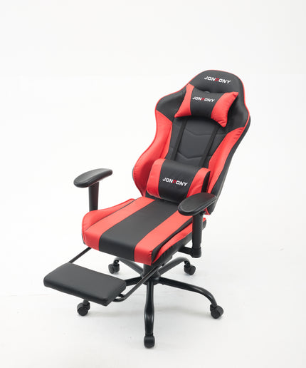 JONPONY Big and Tall 500LBS Ergonomic Gaming Chair, Gamer Chair PU Leather with Footrest and Lumbar Support, High Back Office Chair Support 8 Hours Long Sitting, Computer Chair,2D Armrests，Red