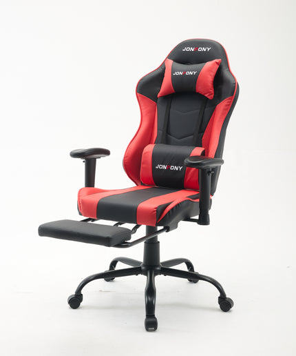 JONPONY Big and Tall 500LBS Ergonomic Gaming Chair, Gamer Chair PU Leather with Footrest and Lumbar Support, High Back Office Chair Support 8 Hours Long Sitting, Computer Chair,2D Armrests，Red