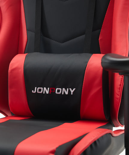 JONPONY Big and Tall 500LBS Ergonomic Gaming Chair, Gamer Chair PU Leather with Footrest and Lumbar Support, High Back Office Chair Support 8 Hours Long Sitting, Computer Chair,2D Armrests，Red