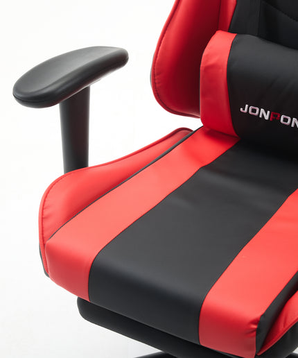 JONPONY Big and Tall 500LBS Ergonomic Gaming Chair, Gamer Chair PU Leather with Footrest and Lumbar Support, High Back Office Chair Support 8 Hours Long Sitting, Computer Chair,2D Armrests，Red