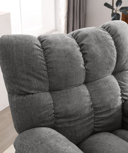 JONPONY Recliner Chair, Swivel Rocker Recliner Chair for Adults, Upholstered Manual Recliner with Side Pockets,Elderly Single Rocker Sofa with Cup Holders for Bedroom Home Theater,Grey