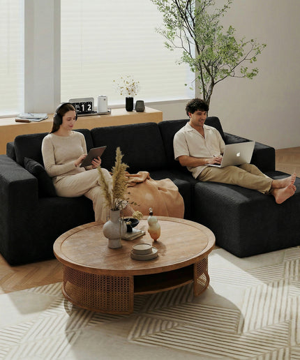 JONPONY L-Shape Sofa Couch,Cloud Sofa Couch No Assembly Boneless Deep Seat Sofa for Living Room