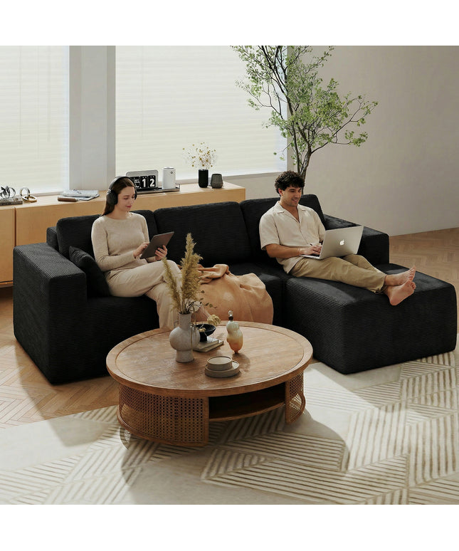 JONPONY L-Shape Sofa Couch,Cloud Sofa Couch No Assembly Boneless Deep Seat Sofa for Living Room